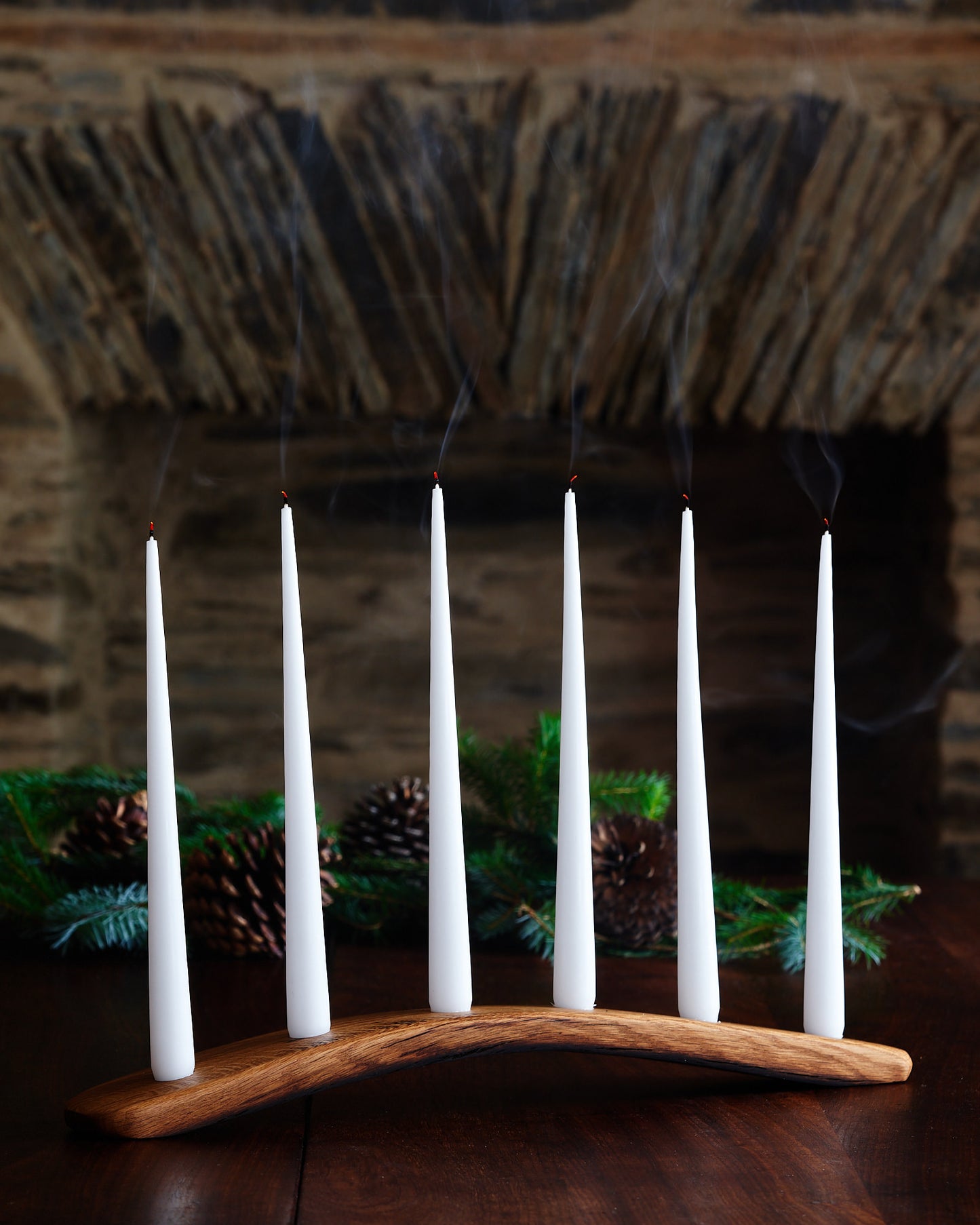 Oak Stave Tapered Candle Holder